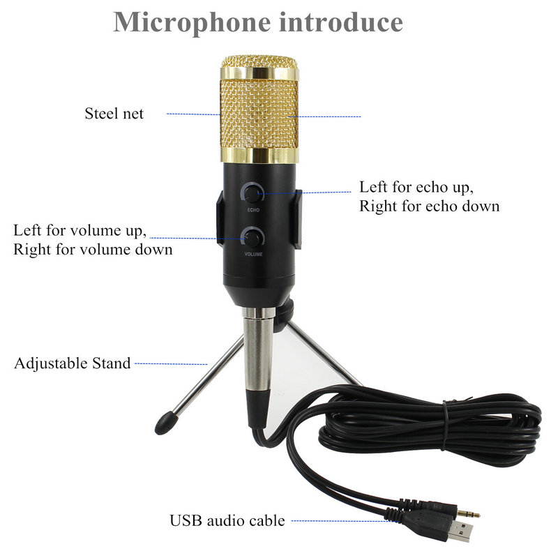 Professional BM 900 USB Condenser Microphone For Computer Studio Karaoke Mic for Video Recording Karaok