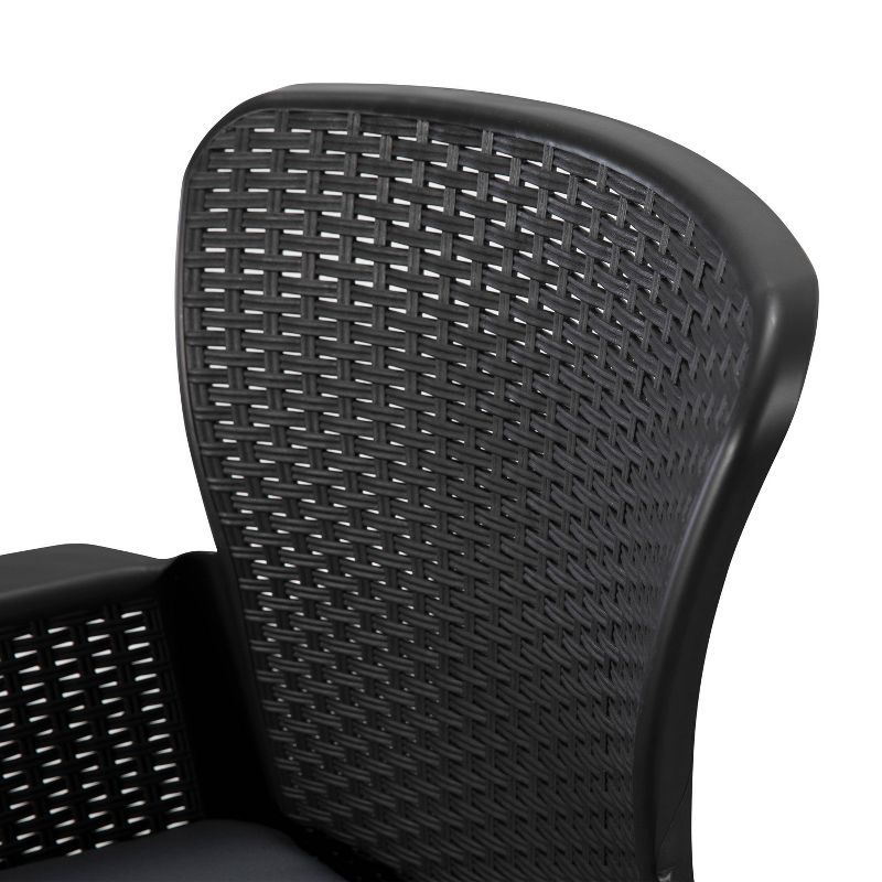 3pc Plastic Patio Conversation Set with Beige Cushions - Accent Furniture