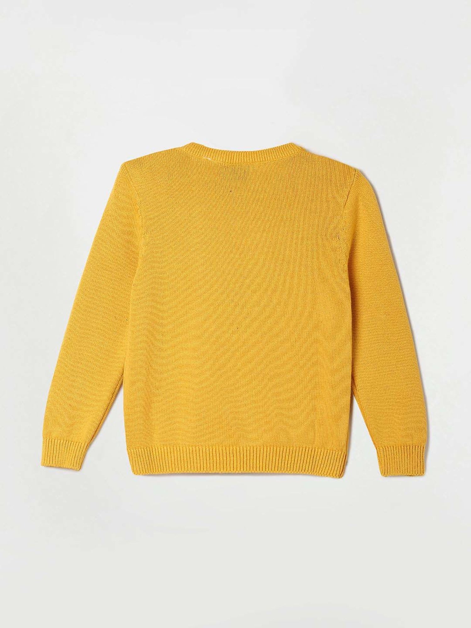 Juniors by Lifestyle Kids Mustard Cotton Embroidered Full Sleeves Sweater