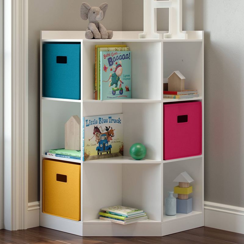Kids' 6 Cubby with 3 Shelf Corner Cabinet White - RiverRidge
