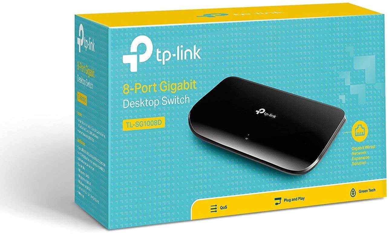 Gigabit Network Switch, Unmanaged TP-Link 8 Port Gigabit Ethernet Network Switch | Plug and Play | Desktop or Wall-Mounting | Plastic Case Ethernet Splitter | Fanless