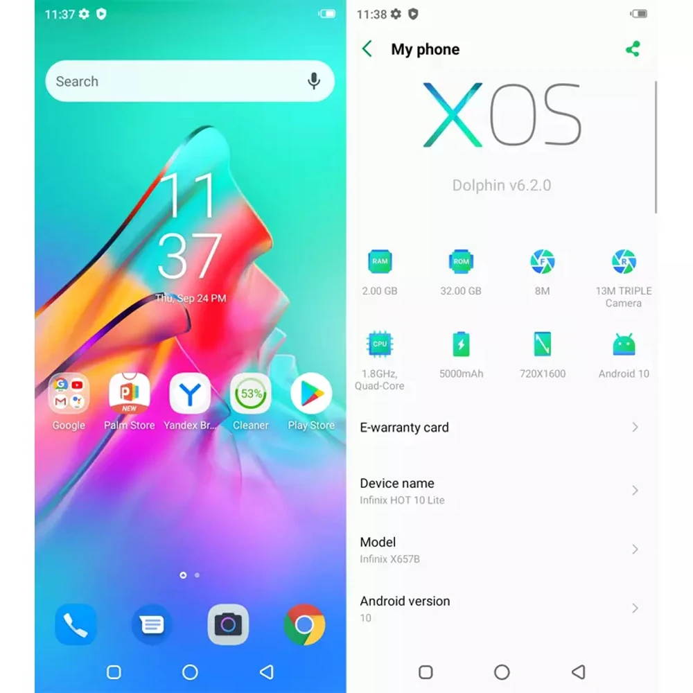 Infinix Hot 10 Lite Global Version 13MP Triple Camera 2GB 32GB 6.6 inch 5000mAh Helio A20 Quad Core 4G Smartphone