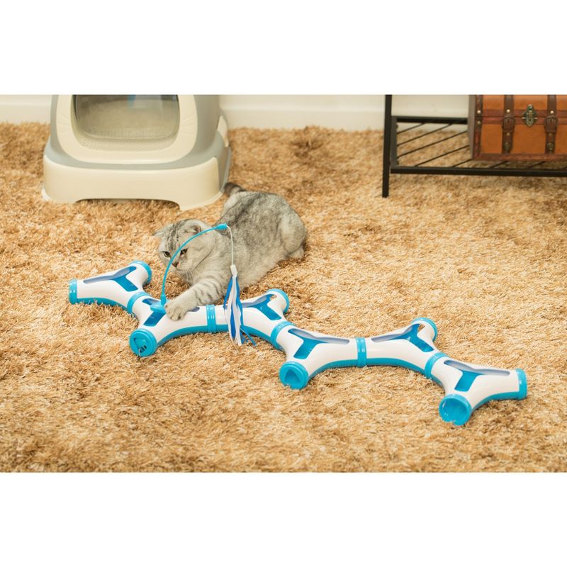 PawsMark Configurable Interactive Cat Toy with Spring Feather Teaser