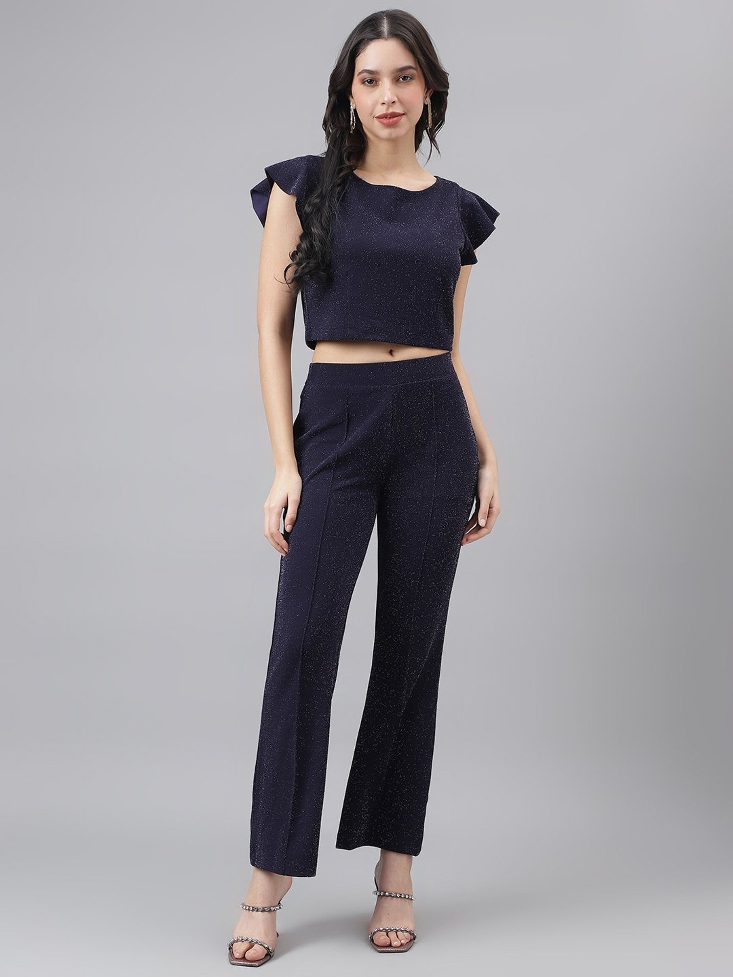 Latin Quarters Navy Crop Top With Pants