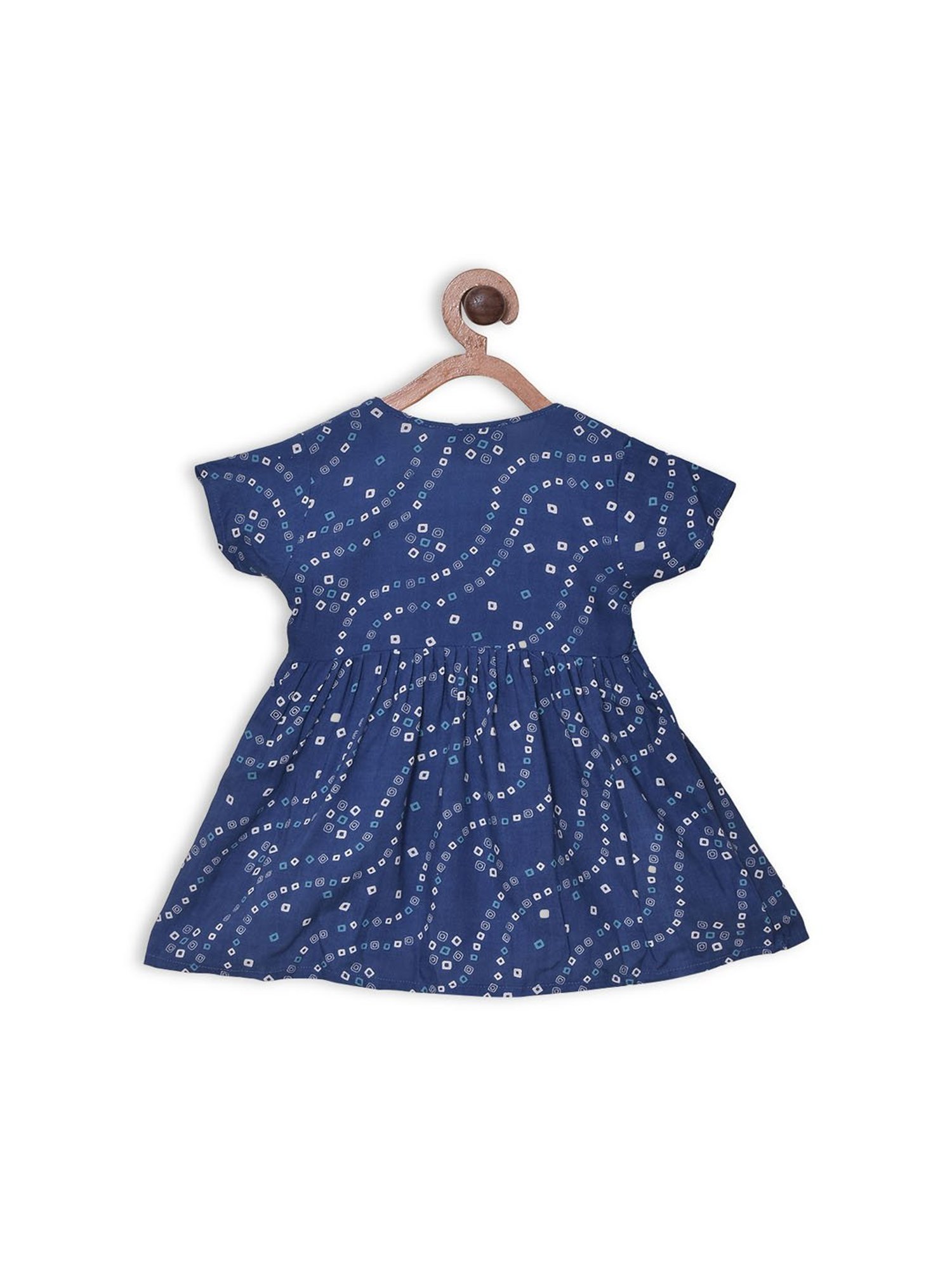 BownBee Kids Navy Printed Jhabla with Bloomer
