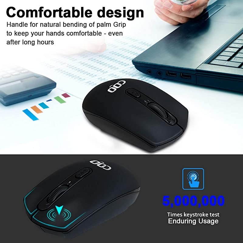 Wireless Mouse, Slim Dual Mode(5.0 and 2.4G Wireless) Rechargeable Wireless Mouse with 3 Adjustable DPI for MacBook, Laptop, MacOS 10.10, Android 5.0, Windows 8 or Above.