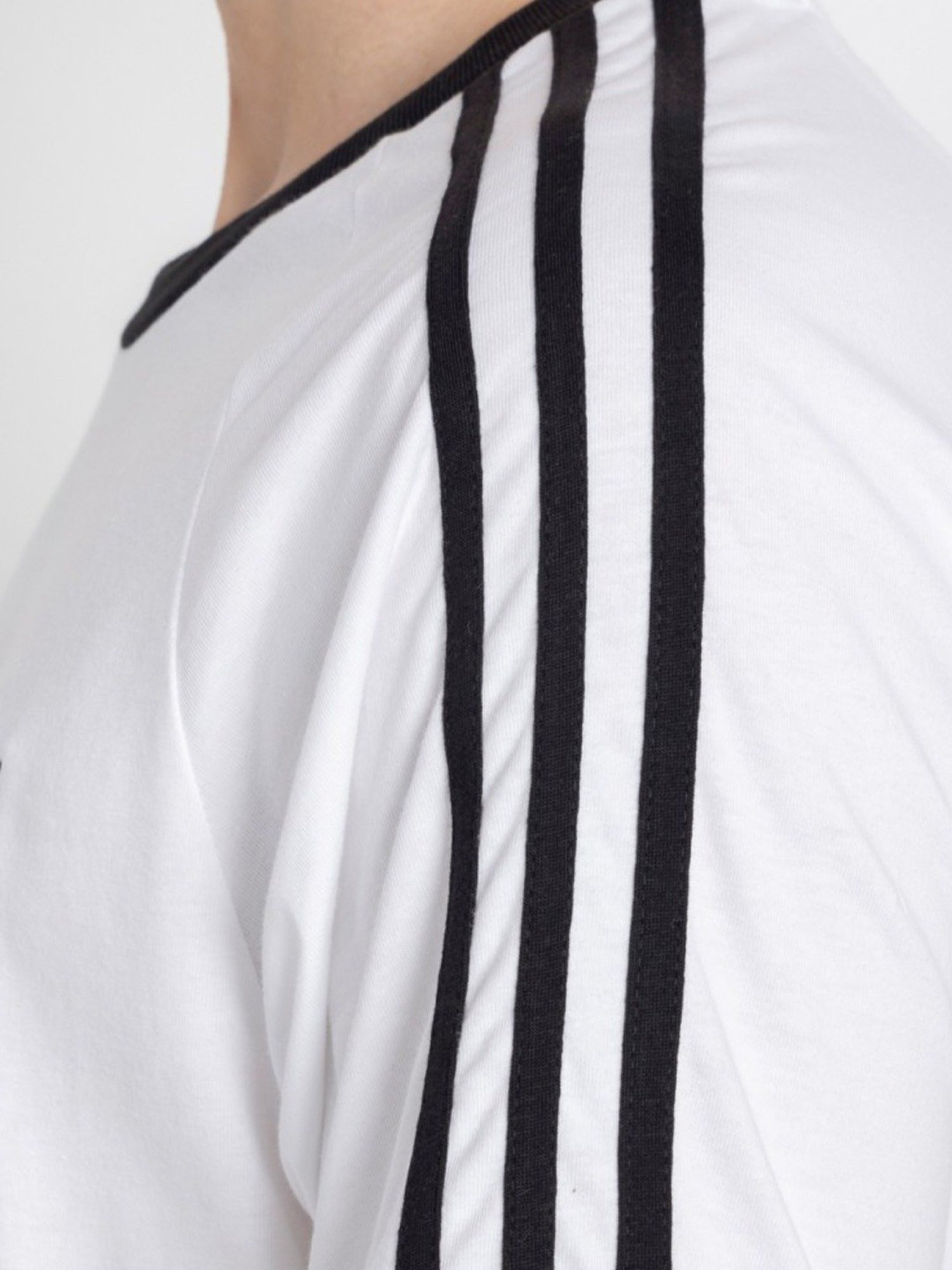 Adidas Originals White Regular Fit Striped T-Shirt