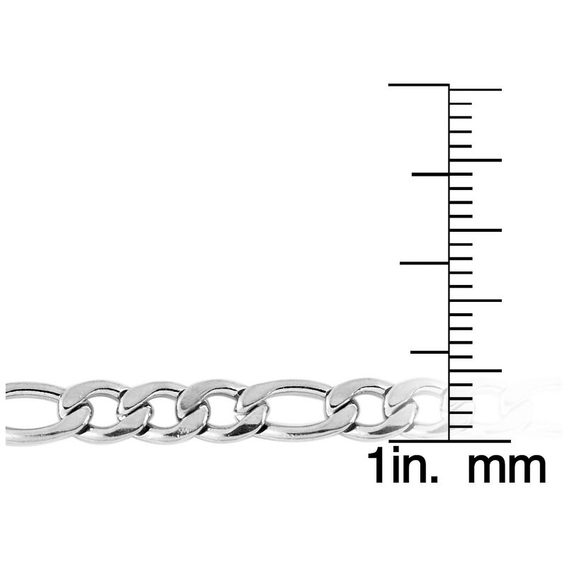 Men's Stainless Steel Figaro Chain Necklace (4.5mm) - Silver (30")