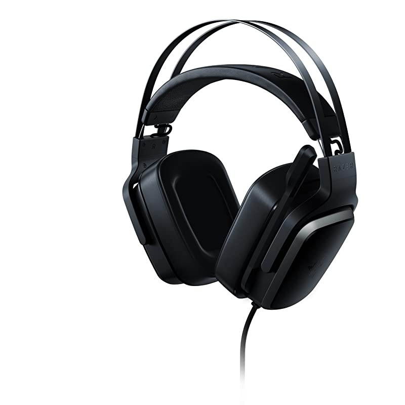 Tiamat 71 v2 Gaming Headset Dual Subwoofers Audio Control Unit Rotatable Boom Mic Works with PC Classic Black