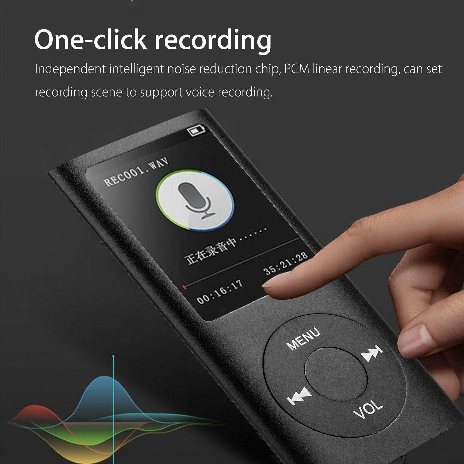 Portable HiFi MP3 Music Player FM Lossless Sound Recorder up to 64GB + earphone