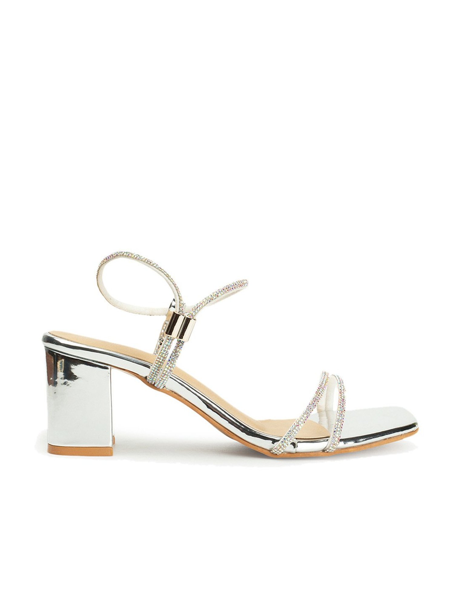Iconics Women's Silver Ankle Strap Sandals