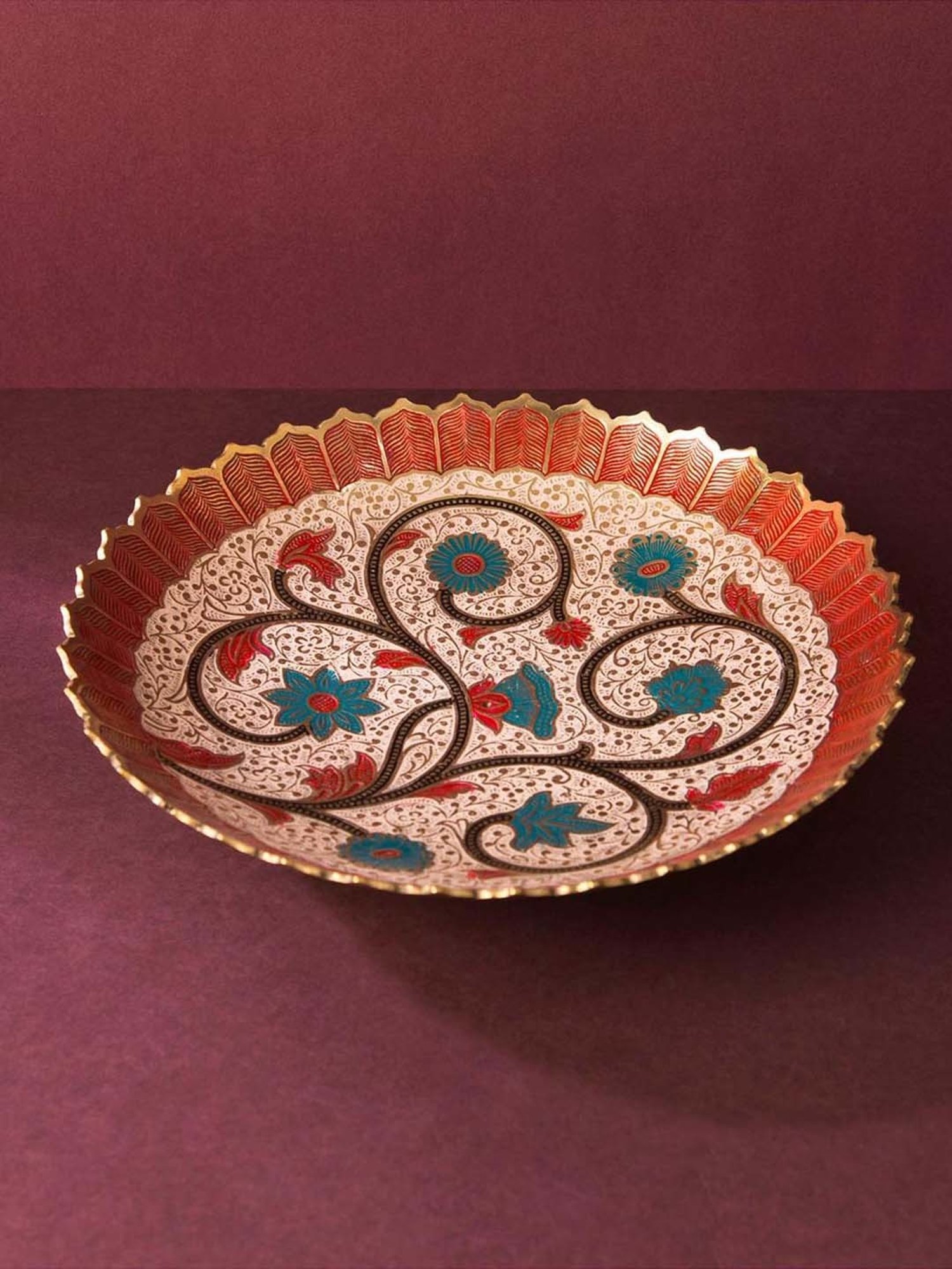 Fabindia Chitra Red Ceramic Large Oval Platter