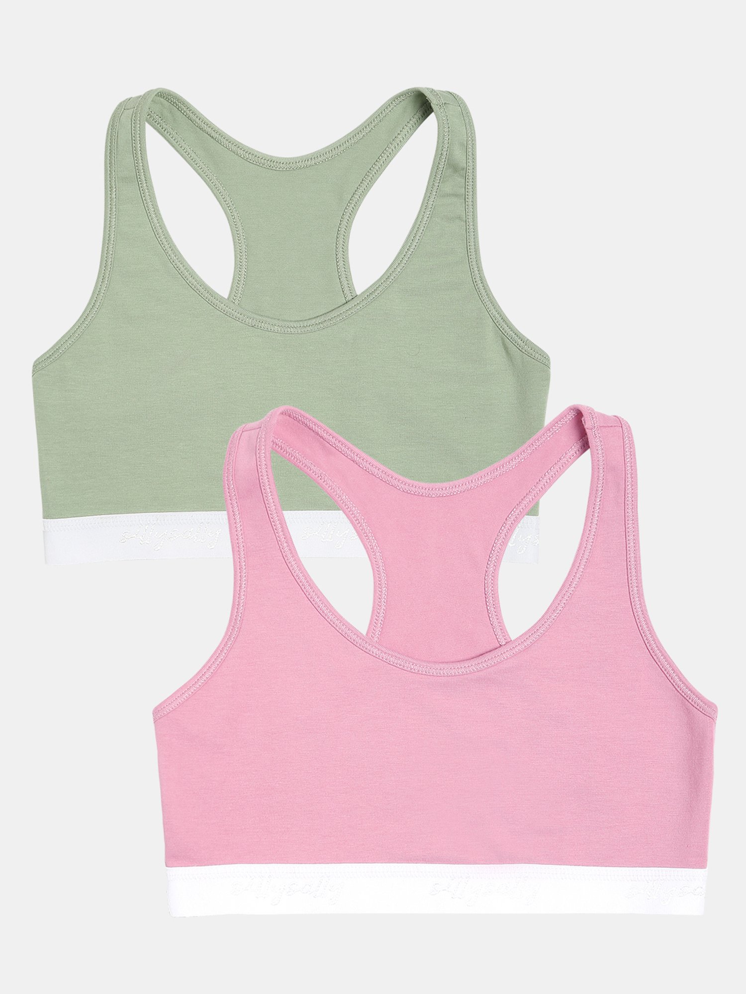 Sillysally Kids Multicolor Solid Sports Bra (Pack Of 2)
