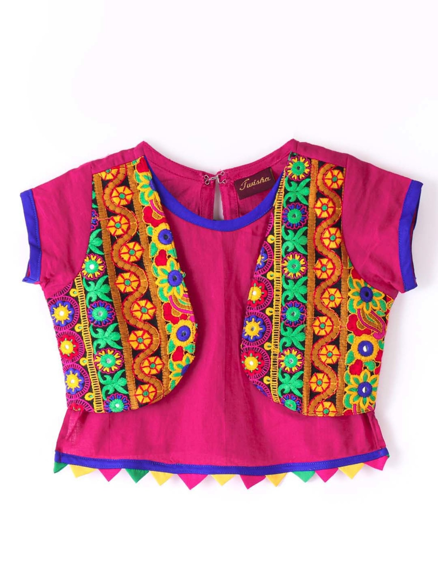 TWISHA Kids Pink & Green Embroidered Top Set