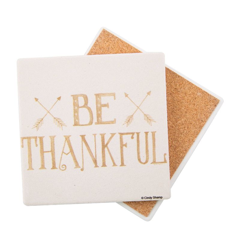 4pk Ceramic Be Thankful Arrow Print Coasters - Thirstystone