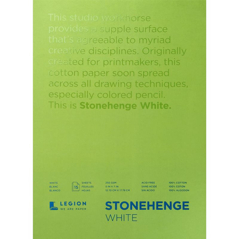 Stonehenge Paper Pad 5"X7" 15 Sheets/Pkg-White 90lb