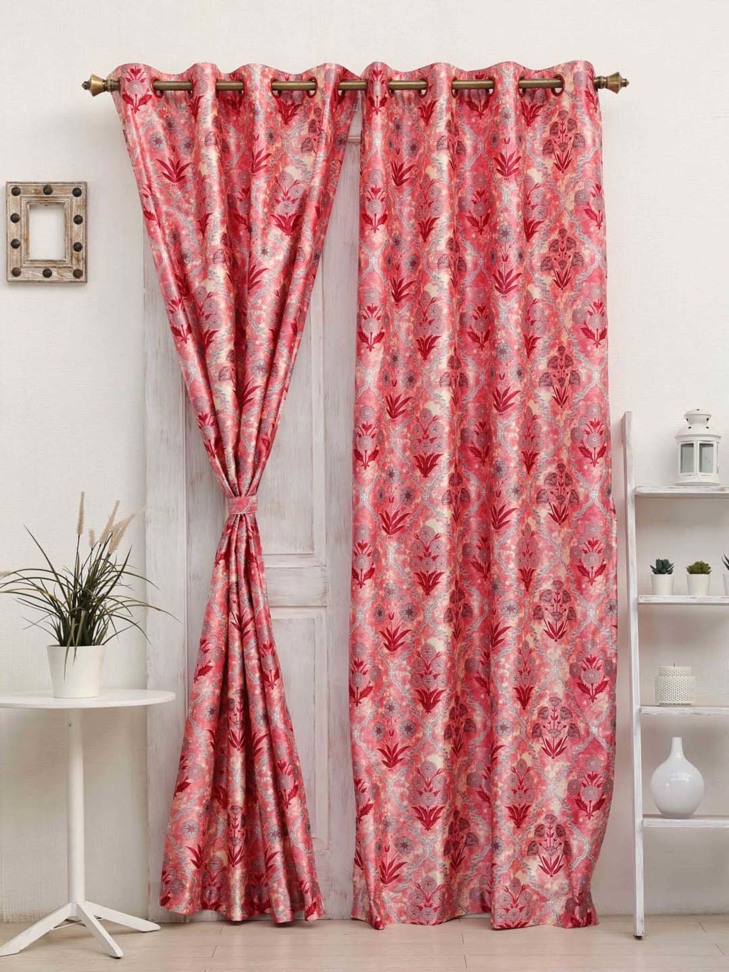 Ariana New Chia Red Polyester 5ft Window Eyelet Curtain