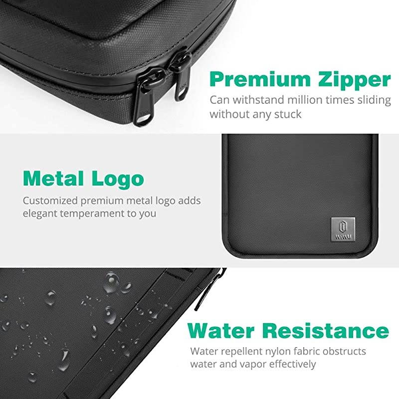 Travel Cable Organizer Bag, Waterproof Electronics Accessories Pouch Bag for Apple Pencil,Hard Drives, Cable, Charger, Phone, USB, SD Card (Black)