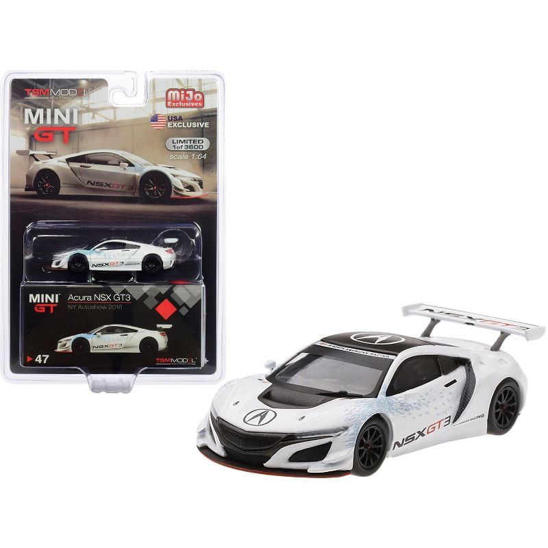 Acura NSX GT3 White "New York Auto Show 2016" Limited Edition 3600 pcs 1/64 Diecast Model Car by True Scale Miniatures