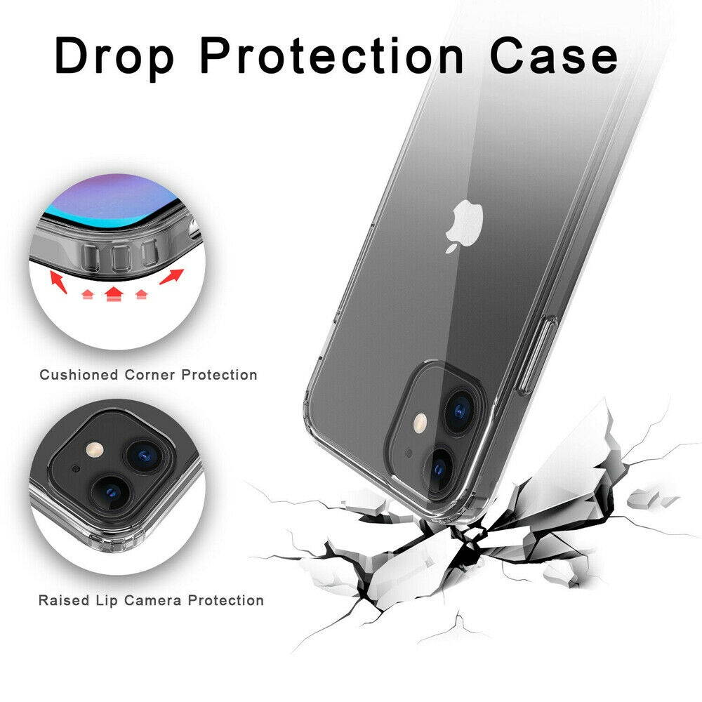 For iPhone 12/Pro/Max/Mini 5G Clear Slim Case Cover Camera Lens Screen Protector