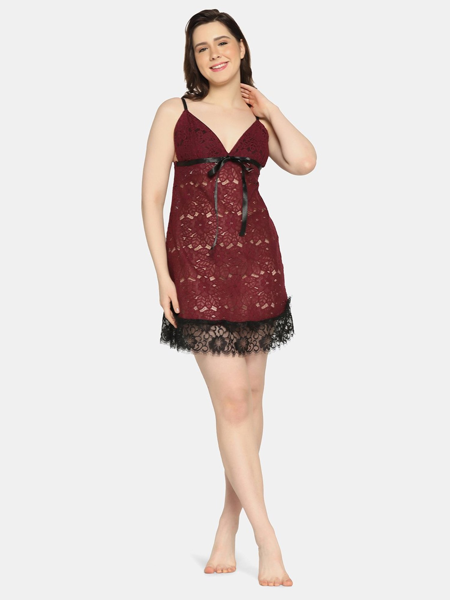 Da Intimo Wine Lace Babydoll