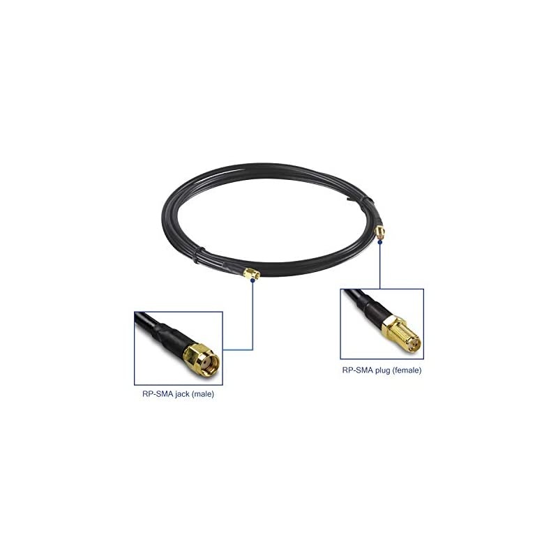 Low Loss RPSMA Male to RPSMA Female Antenna Cable 2 m 65 ft 145 dB Max Signal Loss TEWL102black