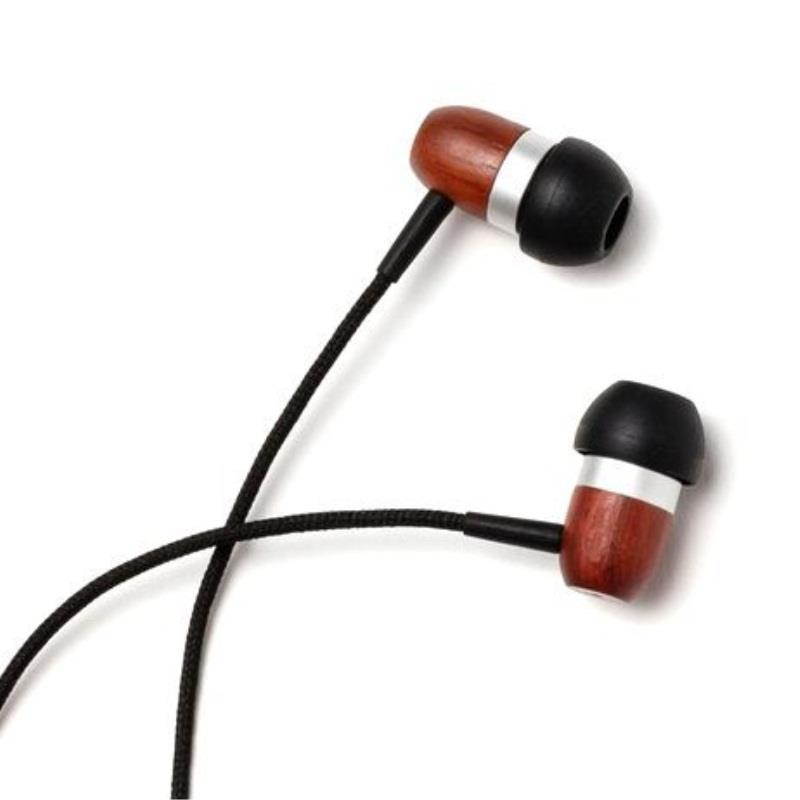 Symphonized GLXY Premium Genuine Wood In-ear Noise-isolating Headphones with Mic and Nylon Cable (Cherry)