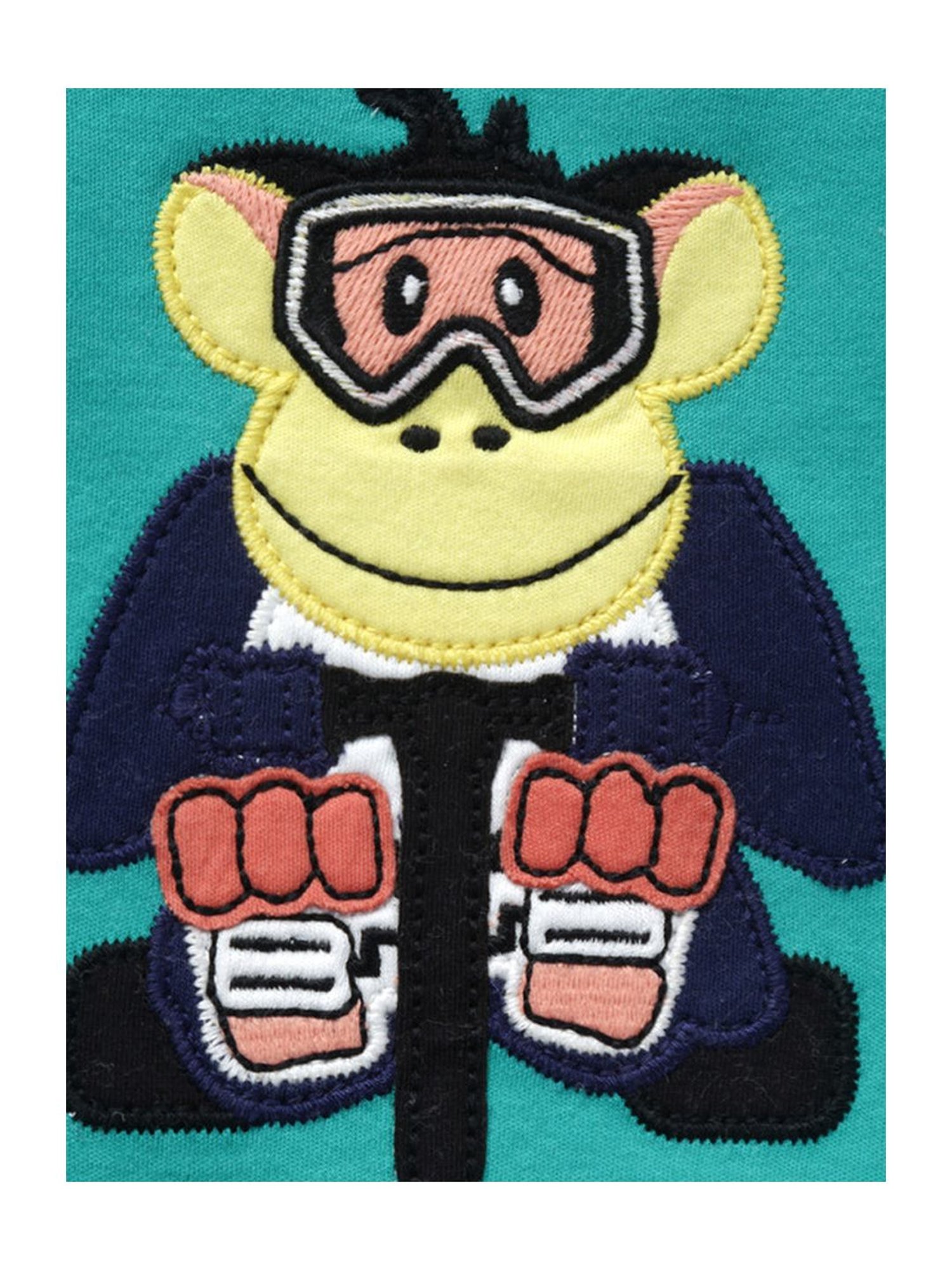 Pranava Boys Mint Green Cotton Patch Work T-Shirt