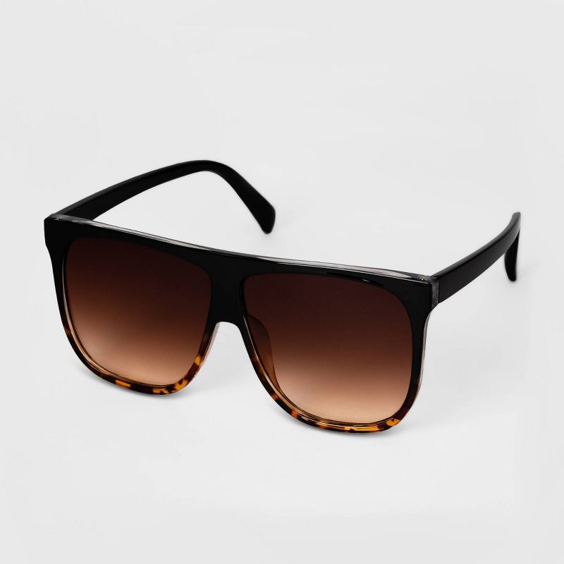 Women's Two-Tone Oversized Square Sunglasses - A New Day™ Black
