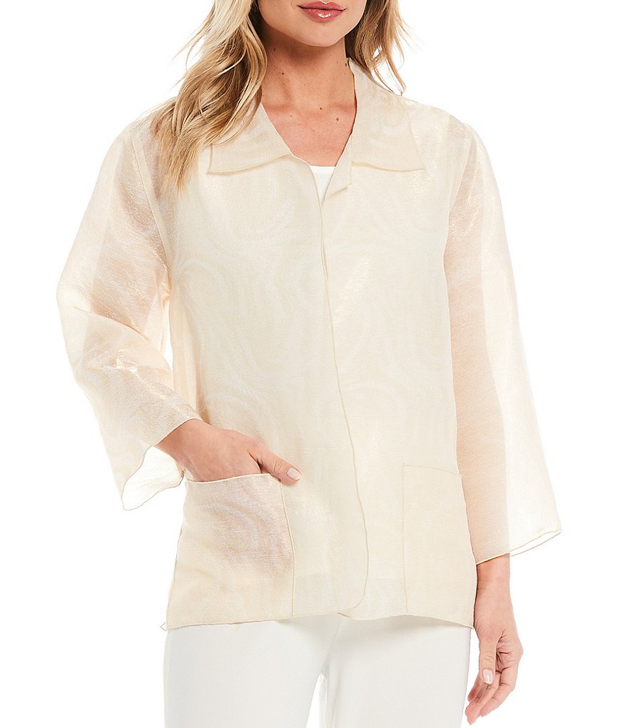Caroline Rose Open Front Organic Swirl Shimmer Jacket