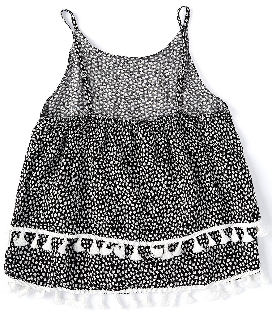 Mini Molly Little Girls 8-14 Dotted Tassel-Trim Tiered Tank Top