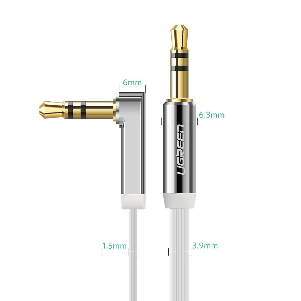 UGREEN 3.5mm Auxiliary Audio Jack to Jack cable 90 Degree Right Angle for Apple iPhone, iPod, iPad, Samsung, Smartphones, Tablets and Speakers,24K Gold Plated Male to Male