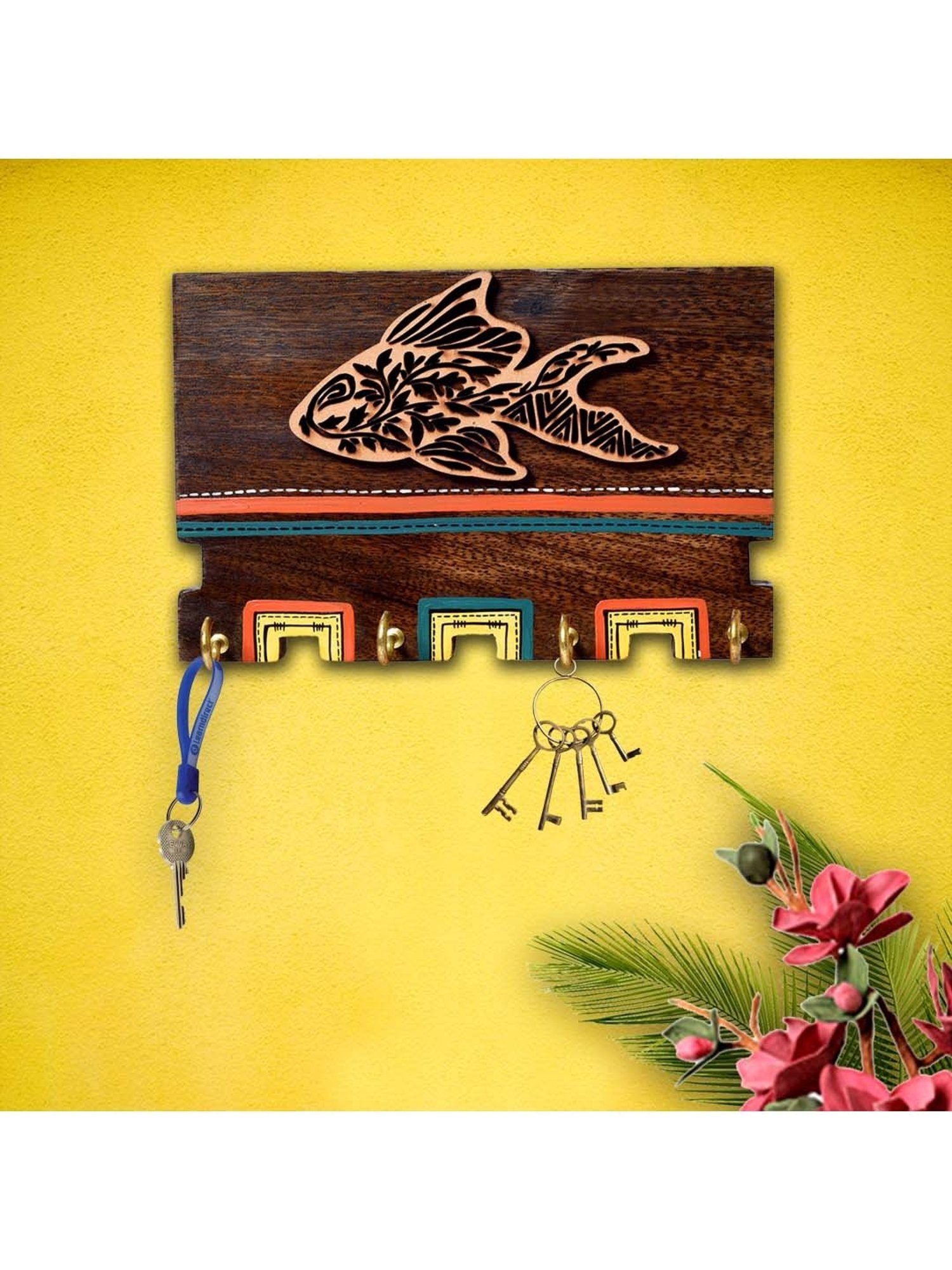 Art Street Black Mdf Jharokha Jali Square Hanging Ornaments Wall Art - Set of 4