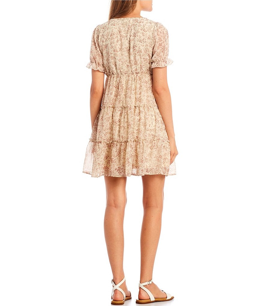 Allison & Kelly V-Neck Tiered Floral Babydoll Dress