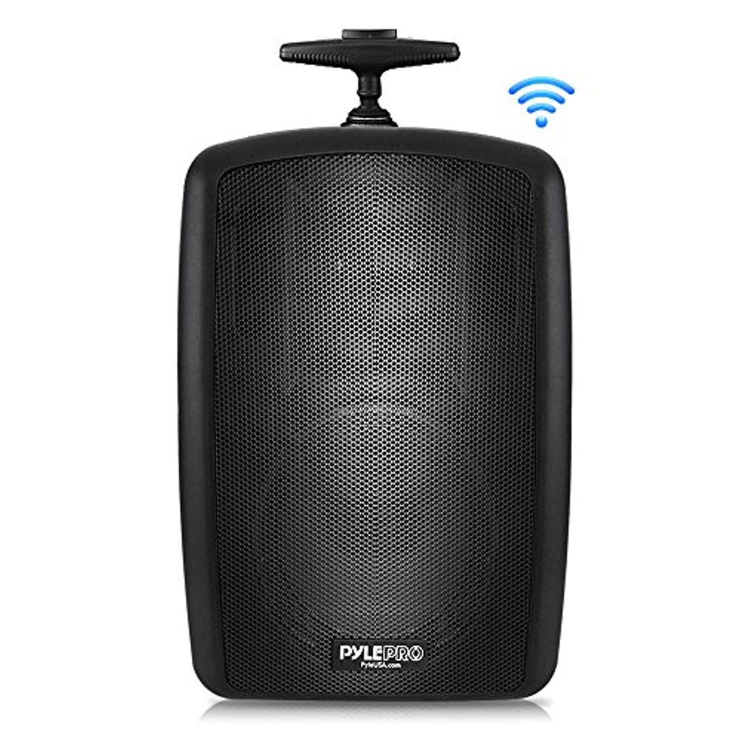 wireless portable pa speaker system  360w bluetooth compatible battery powered rechargeable outdoor dj sound speaker microphone set mp3 usb sd fm radio rca 1/4" mic in wheels  pyle pphp8mba