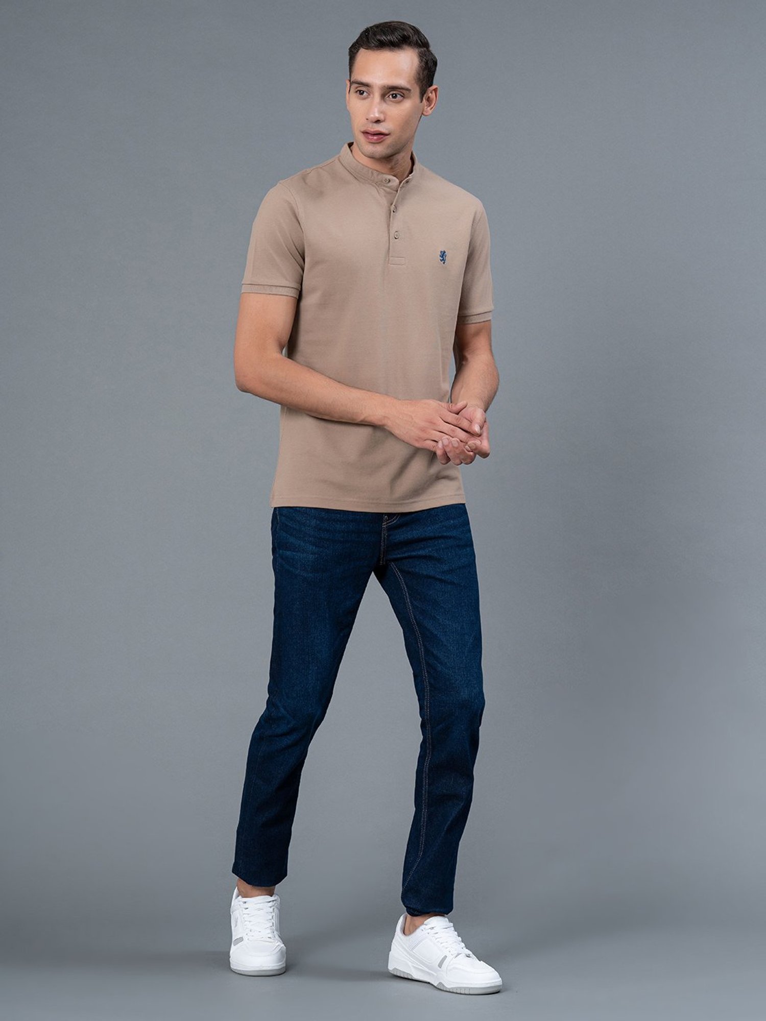 Red Tape Beige Regular Fit Cotton T-Shirt
