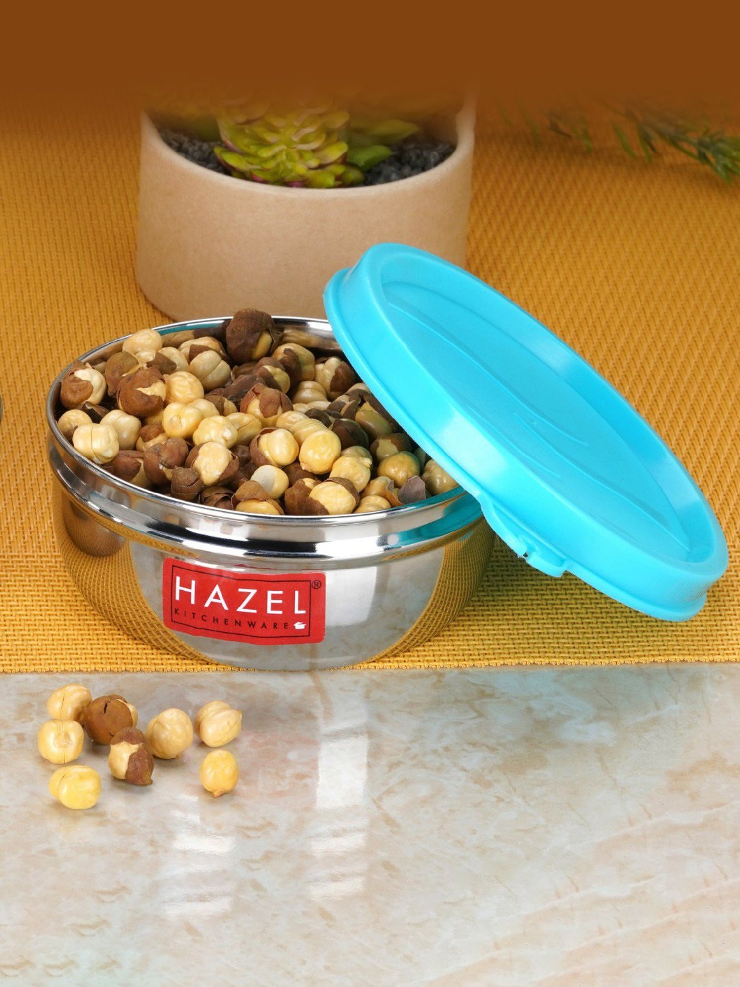 HAZEL Silver Stainless Steel Small Airtight Storage Containers (90 ML)