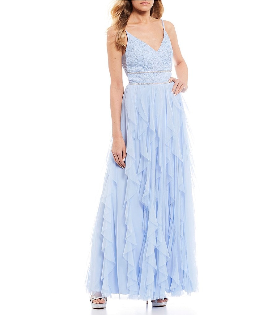 Teeze Me Caviar Beaded Bodice Corkscrew Dress