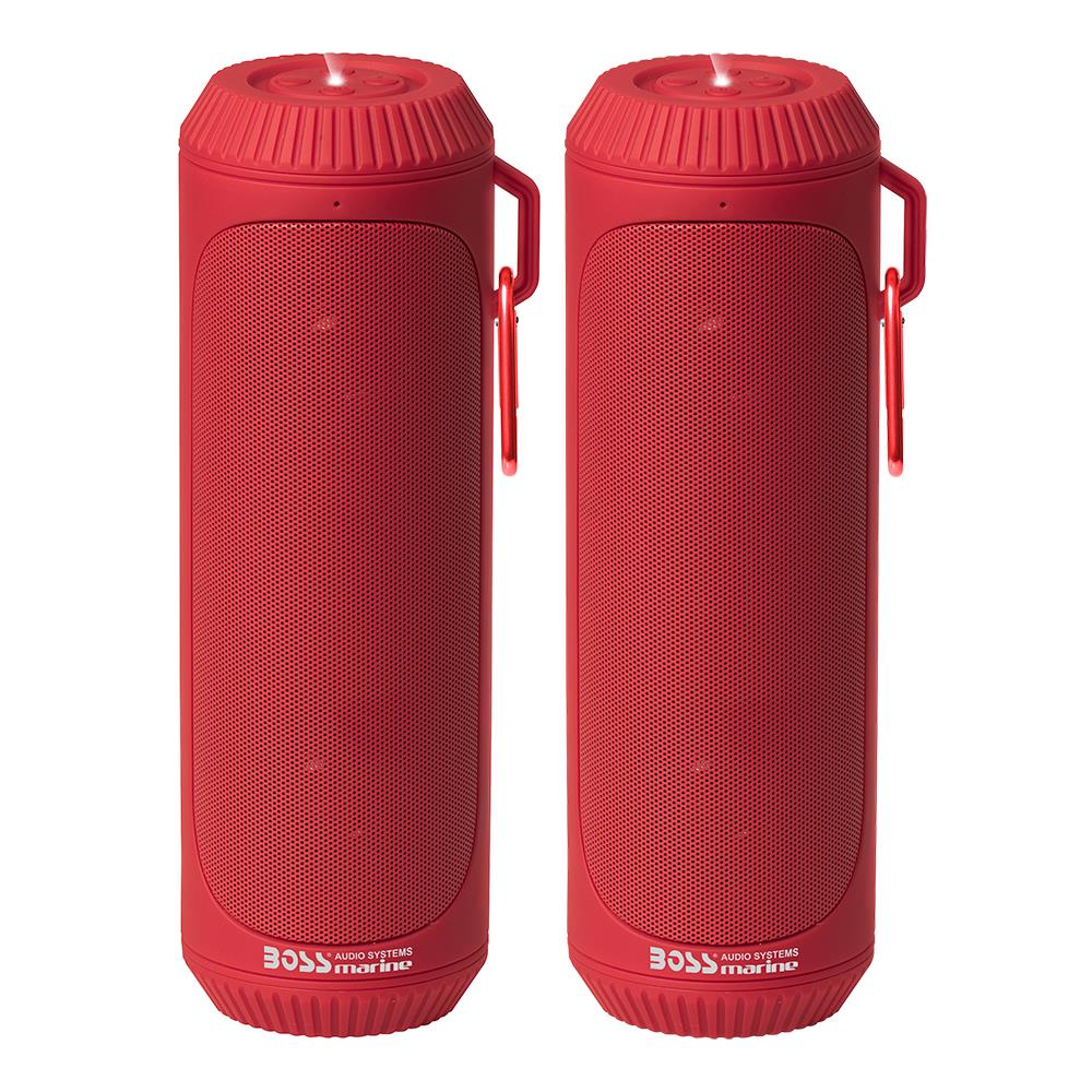 Boss Audio BOLTRED Bolt Marine Bluetooth Portable Speaker System with Flashlight, Red - Pack of 2