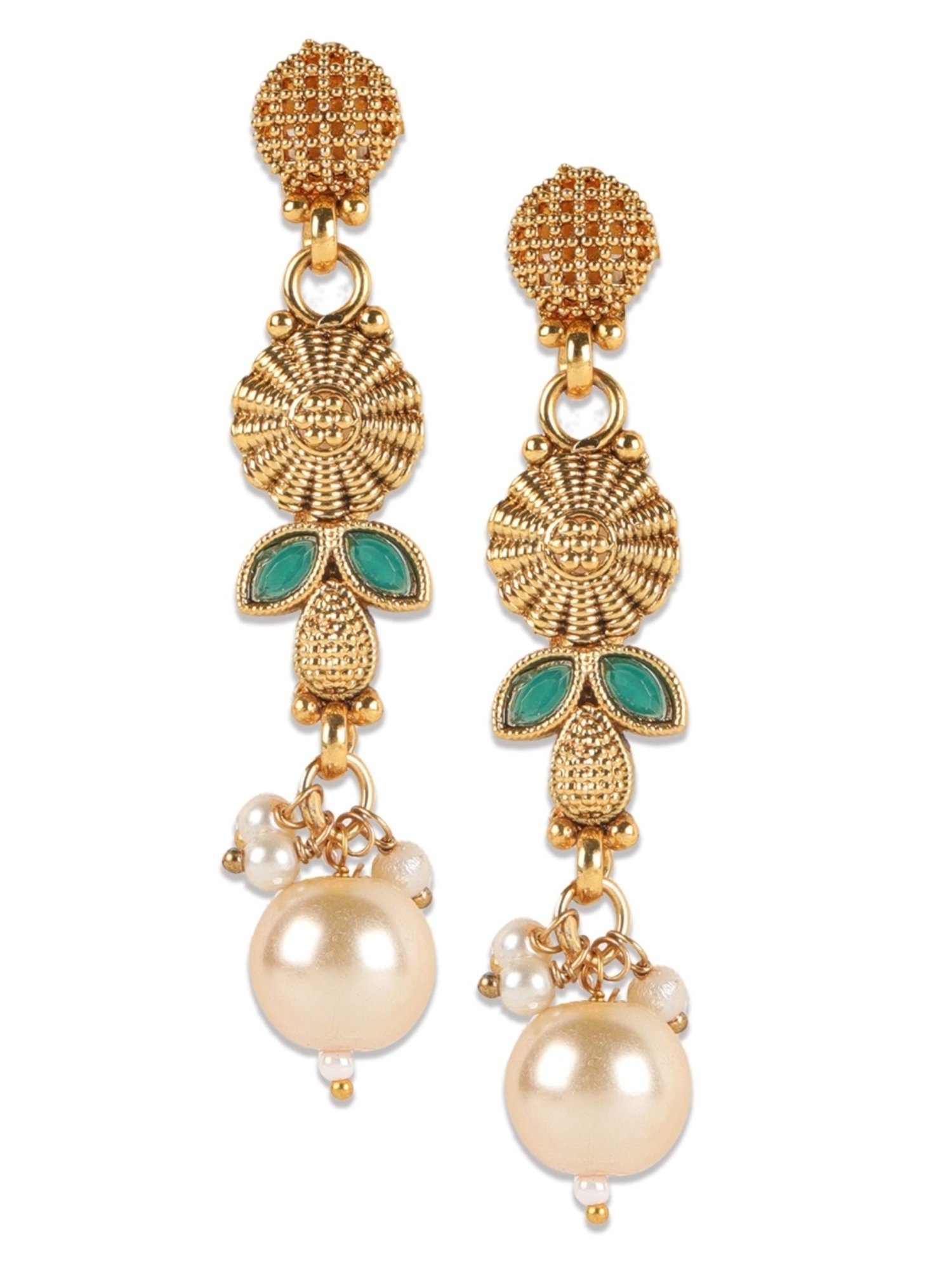 Aatmana Gold-Plated & Green Stone Studded Handcrafted Necklace Set