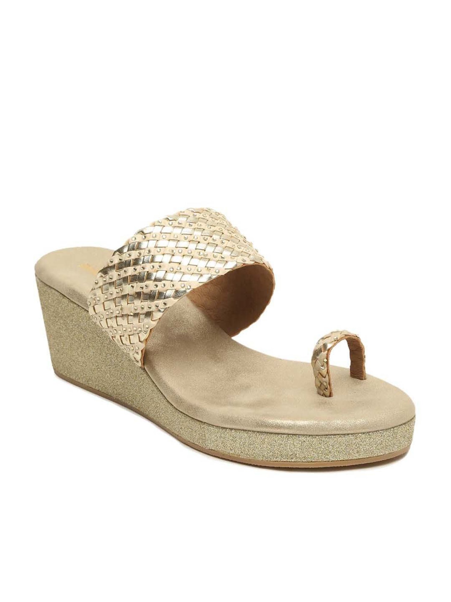 Pelle Albero Women's Golden Toe Ring Wedges