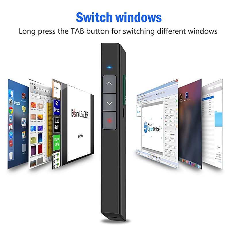 Rechargeable Presentation Clicker Red Laser Pointer for Cats Dogs, 100FT Wireless Presenter Remote PowerPoint Clicker Presentation Remote, 2.4GHz for Mac, Laptop, Computer