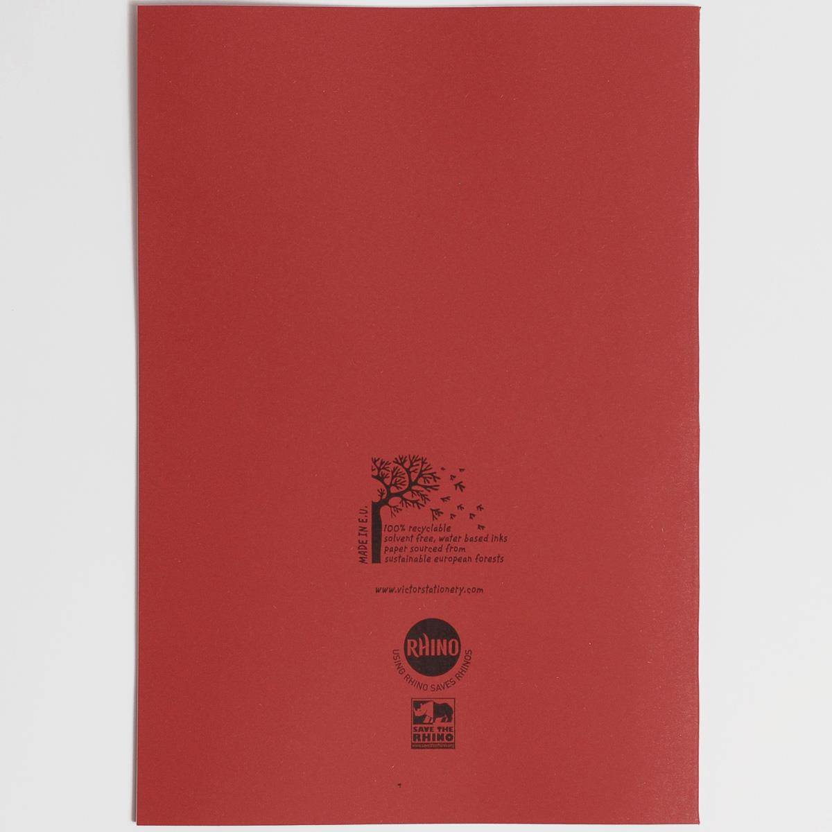 Rhino Exercise Book, A4, 48 page, 12mm ruled lines, Red Cover (Pack of 10)