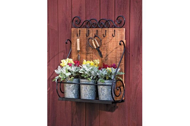 Gerson International 18-Inch Diameter Galvanized Metal Circular Wall Planter, Silver