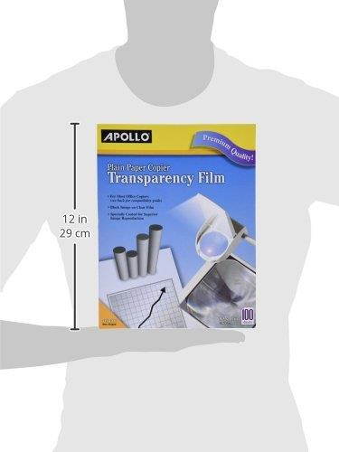Apollo Transparency Film for Plain Paper Copier, Black on Clear Sheet, without Stripe, 100 Sheets/Pack (VPP100CE)