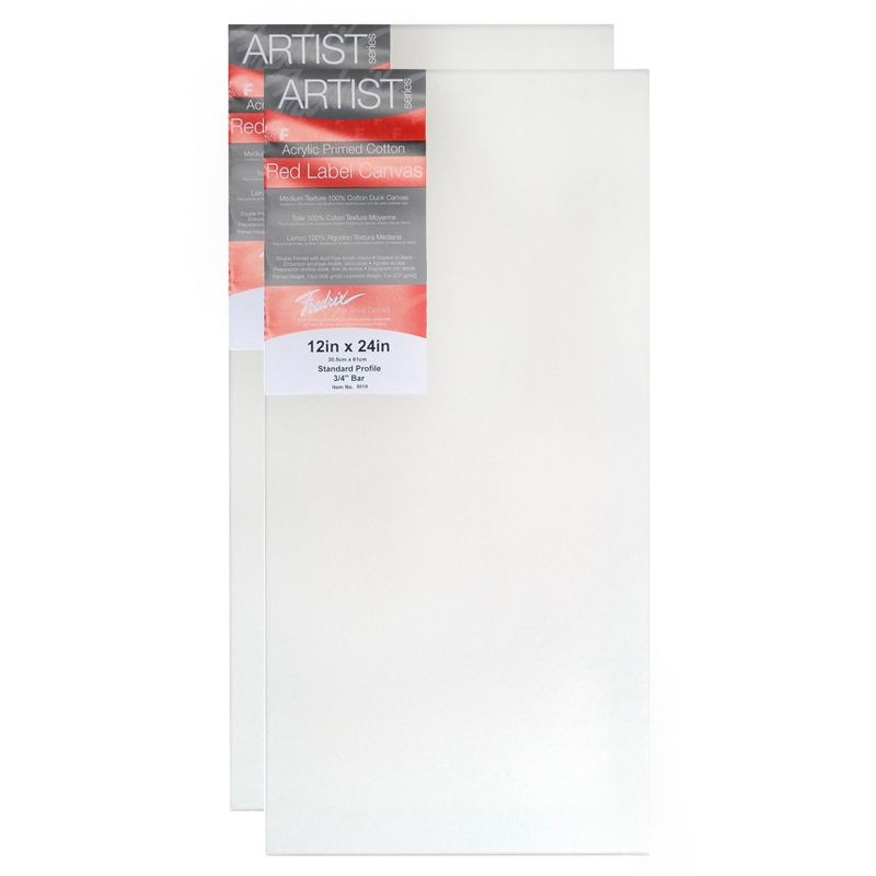 Fredrix Red Label Stretched Cotton Canvas 12 X 24" - 2pk