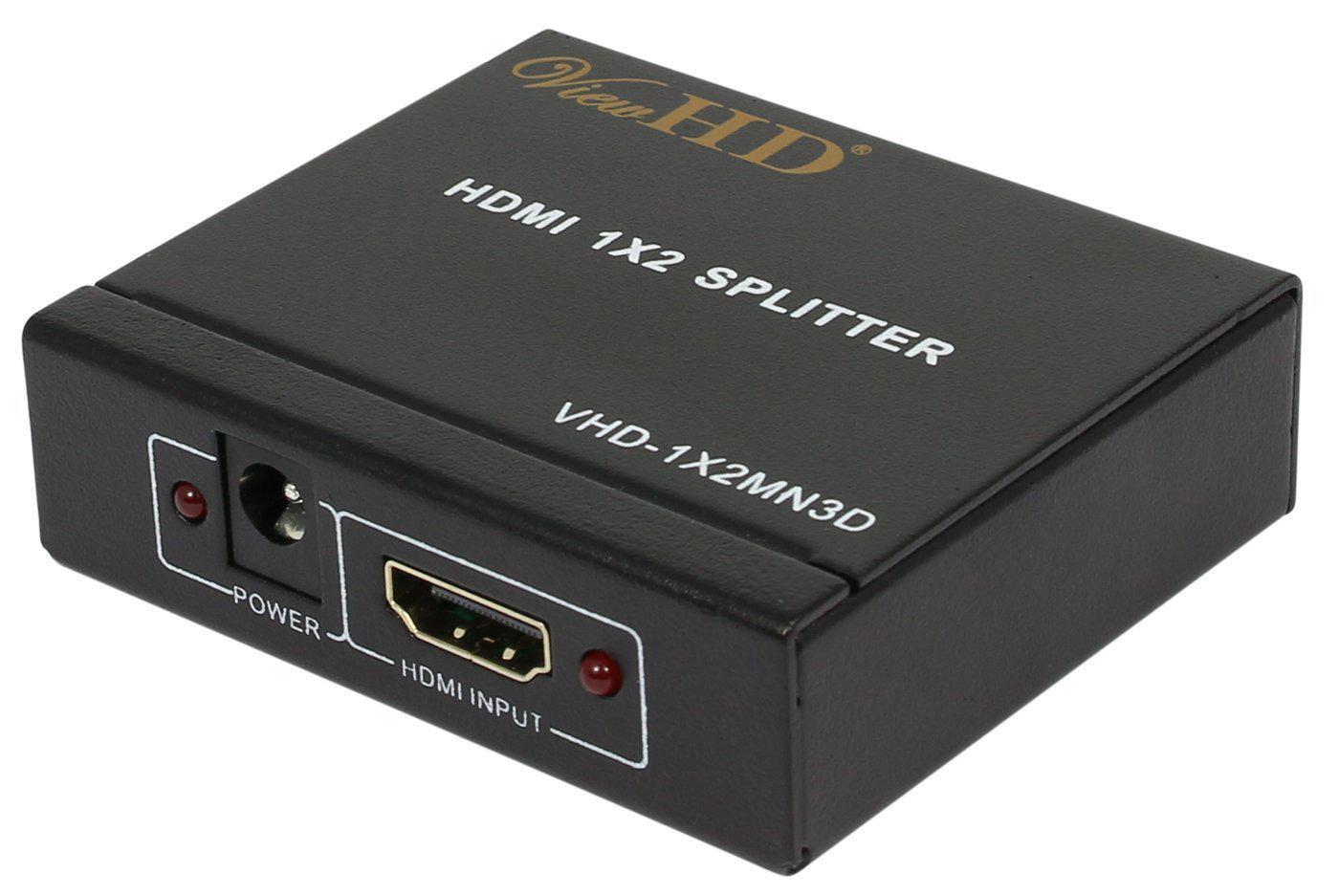 viewhd 2 port 1x2 powered hdmi mini splitter for 1080p & 3d | model: vhd-1x2mn3d