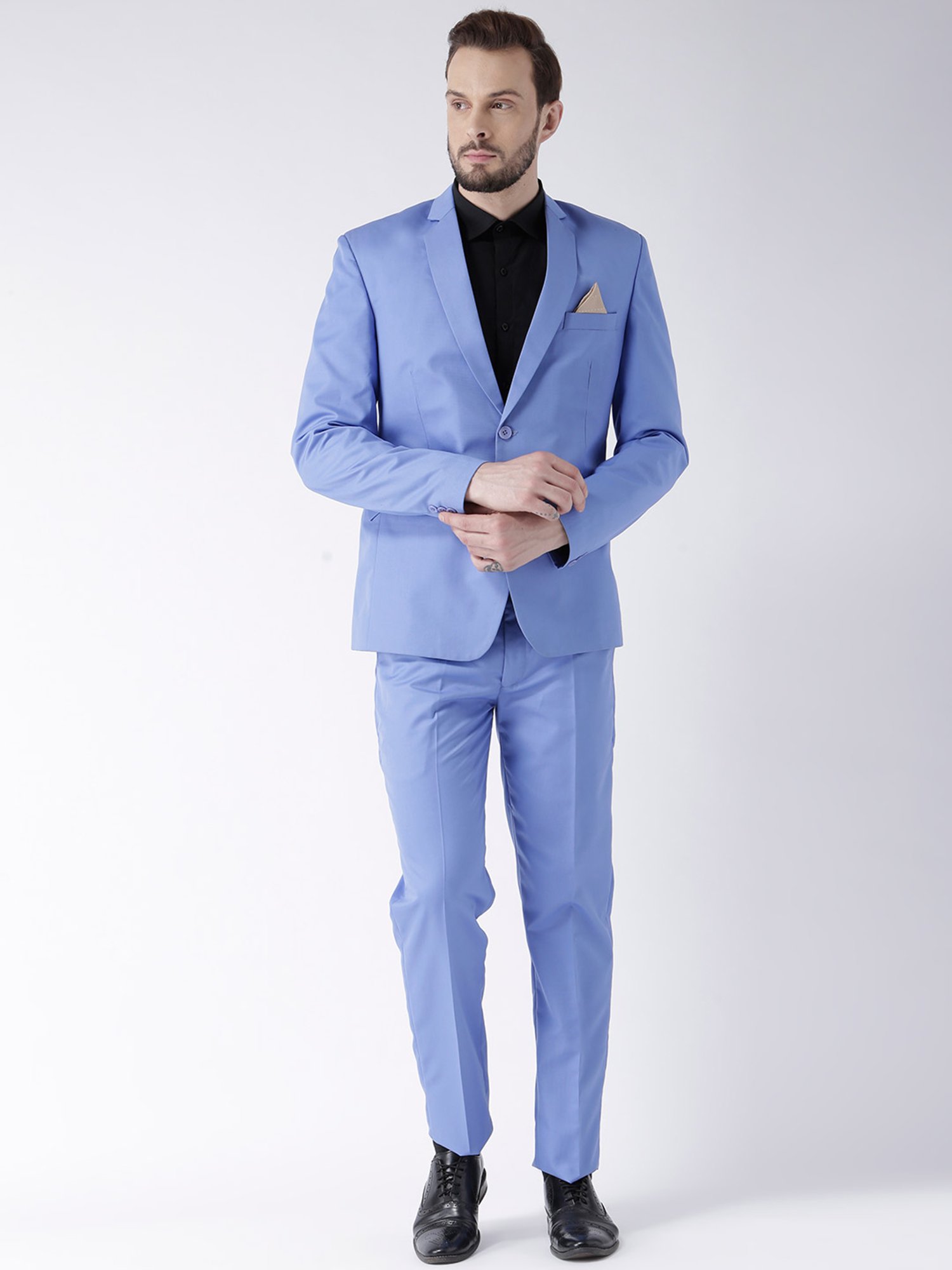 Hangup Plus Blue Regular Fit Notch Lapel Blazer