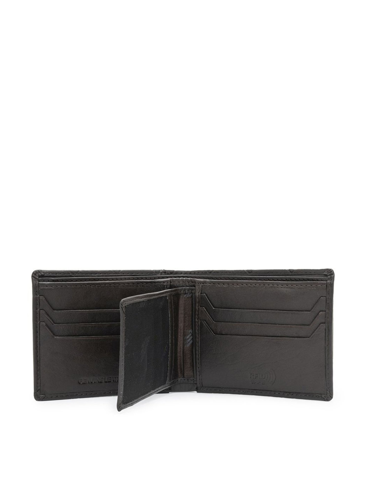 Red Tape Brown Leather Textured Bi-Fold Wallet