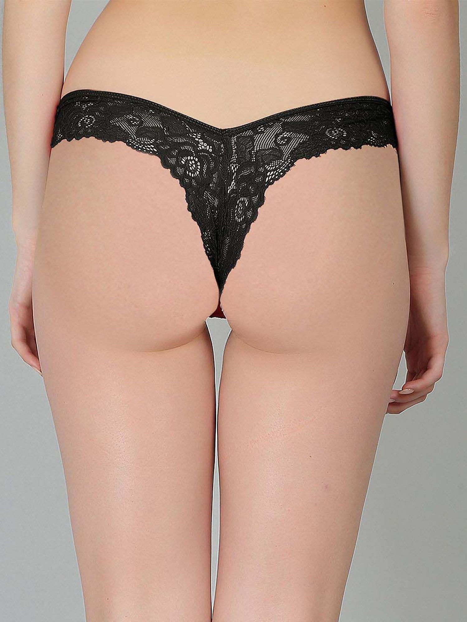N-Gal Black Lace Work Thong Panty